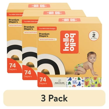 (3 pack) Hello Bello Premium Baby Diapers, Size 2 for Infants, 74 Count (Select for More Options)