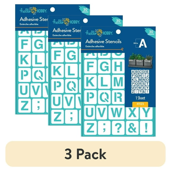 (3 pack) Hello Hobby 0.75" Letter Stencil (30 Pieces)