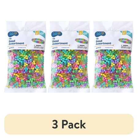 (3 pack) Hello Hobby Shaped Bead Mix, Tri Bead, 650 Pieces, Beads for Jewelry Making and DIY Crafts