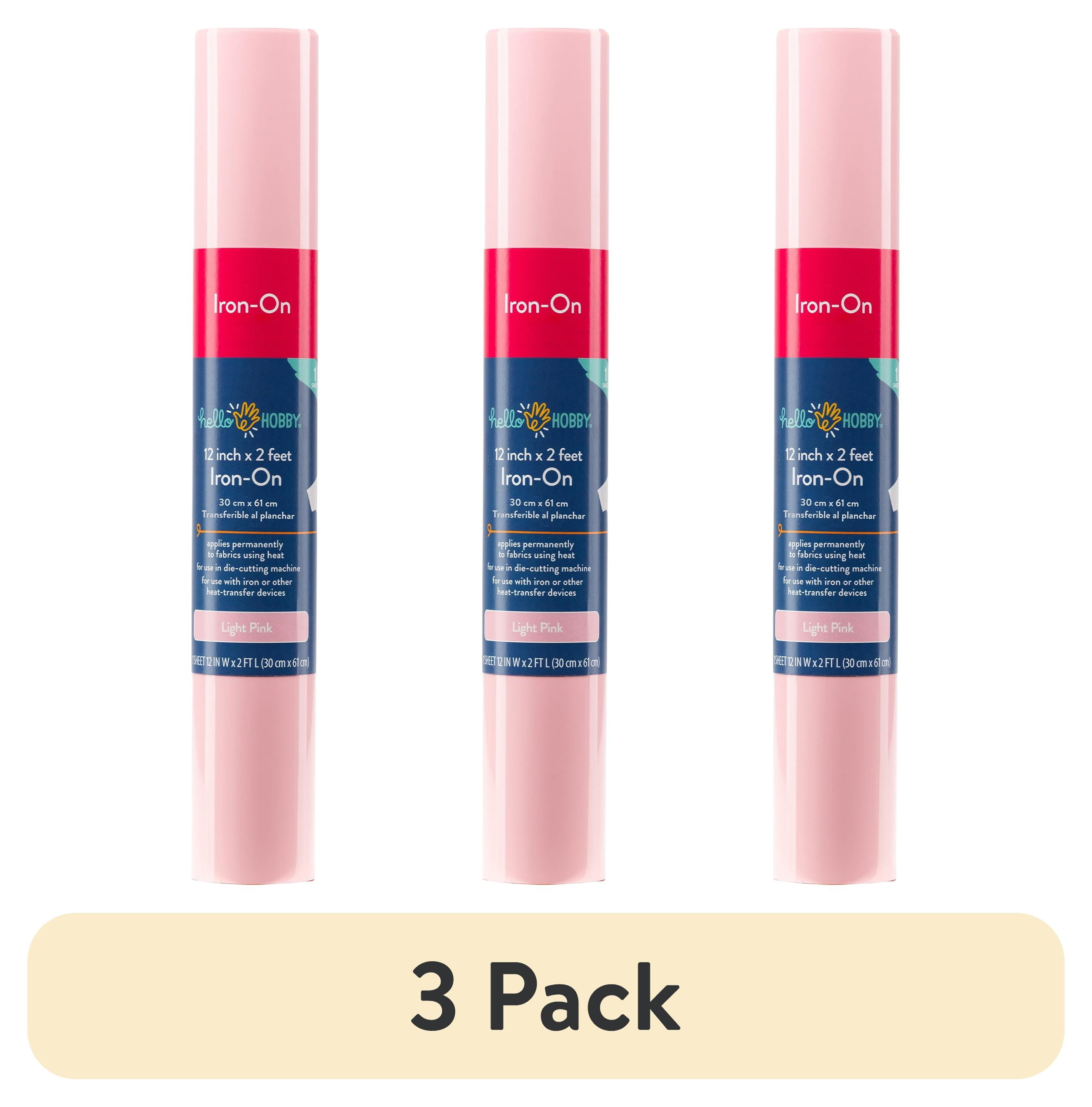 (3 pack) Hello Hobby 12" x 2' Light Pink Iron-On Craft Vinyl Roll