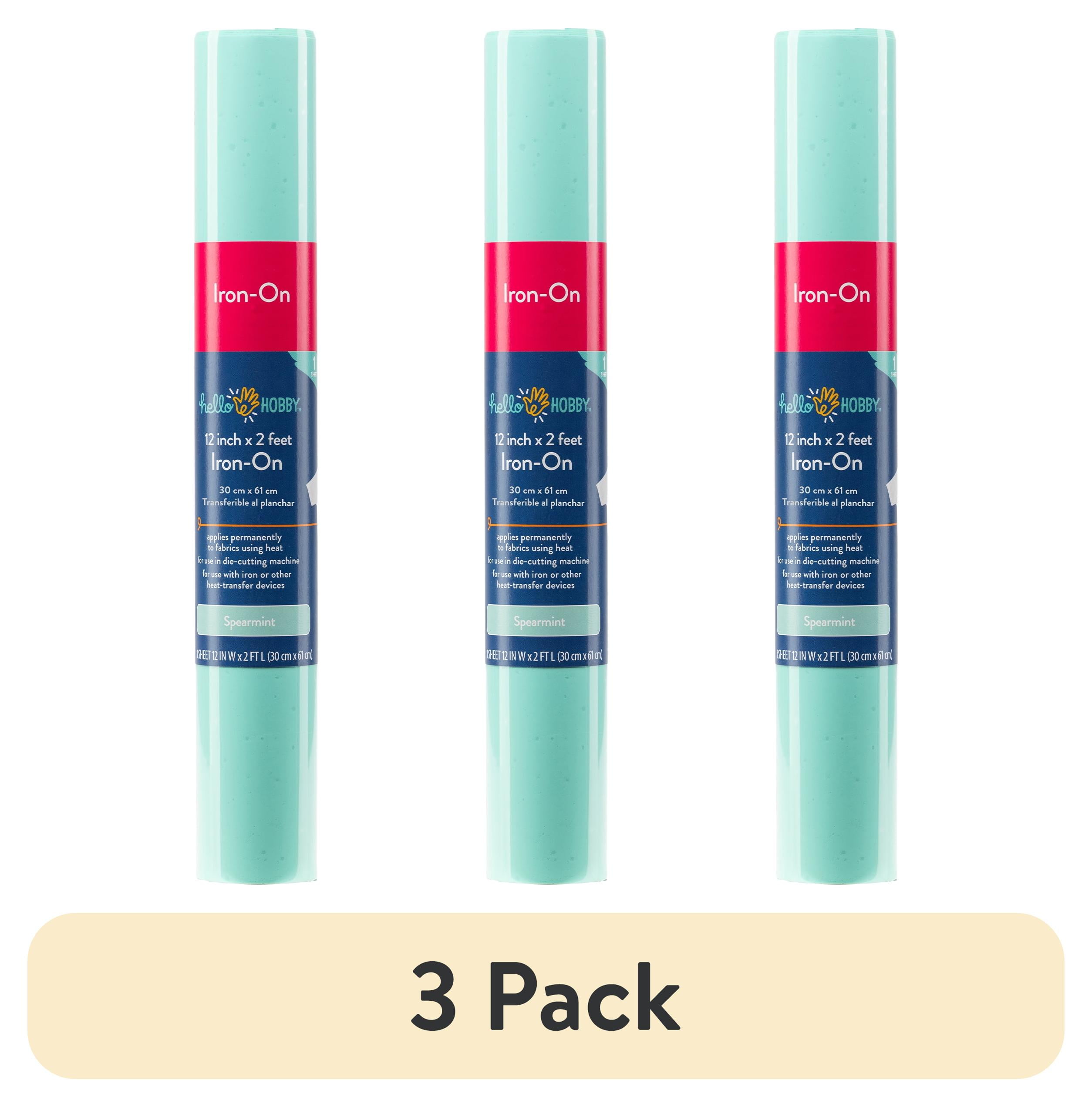 (3 pack) Hello Hobby 12" x 2' Spearmint Iron-On Craft Vinyl Roll