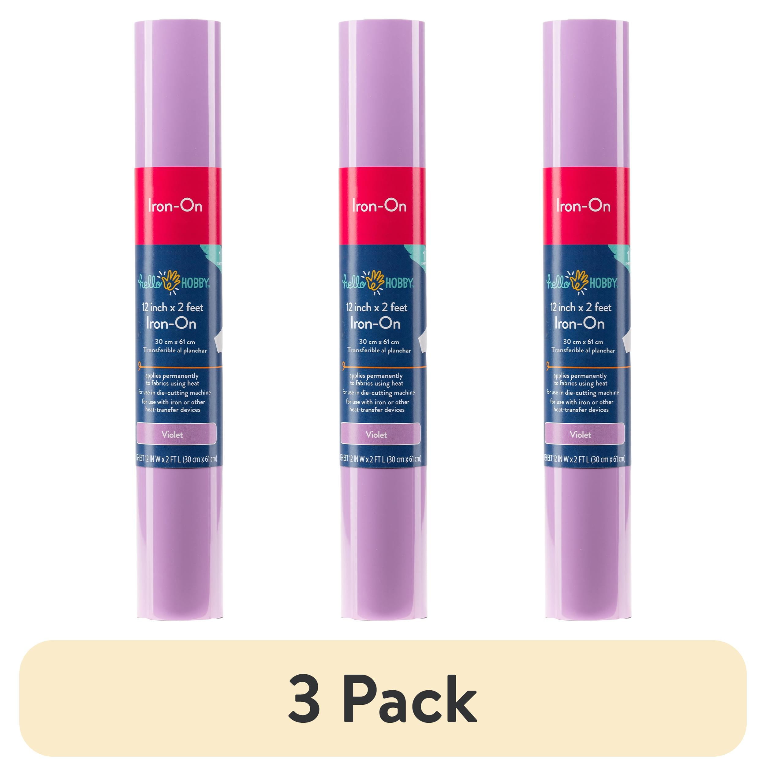 (3 pack) Hello Hobby 12" x 2' Violet Iron-On Craft Vinyl Roll