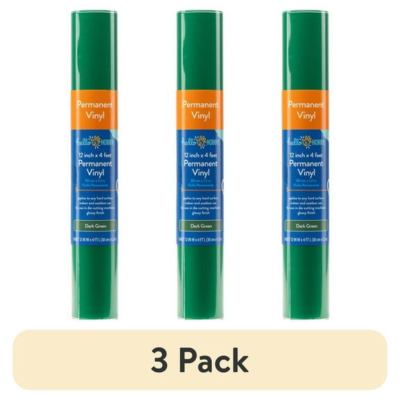 (3 pack) Hello Hobby 12" x 4' Dark Green Permanent Craft Vinyl Roll