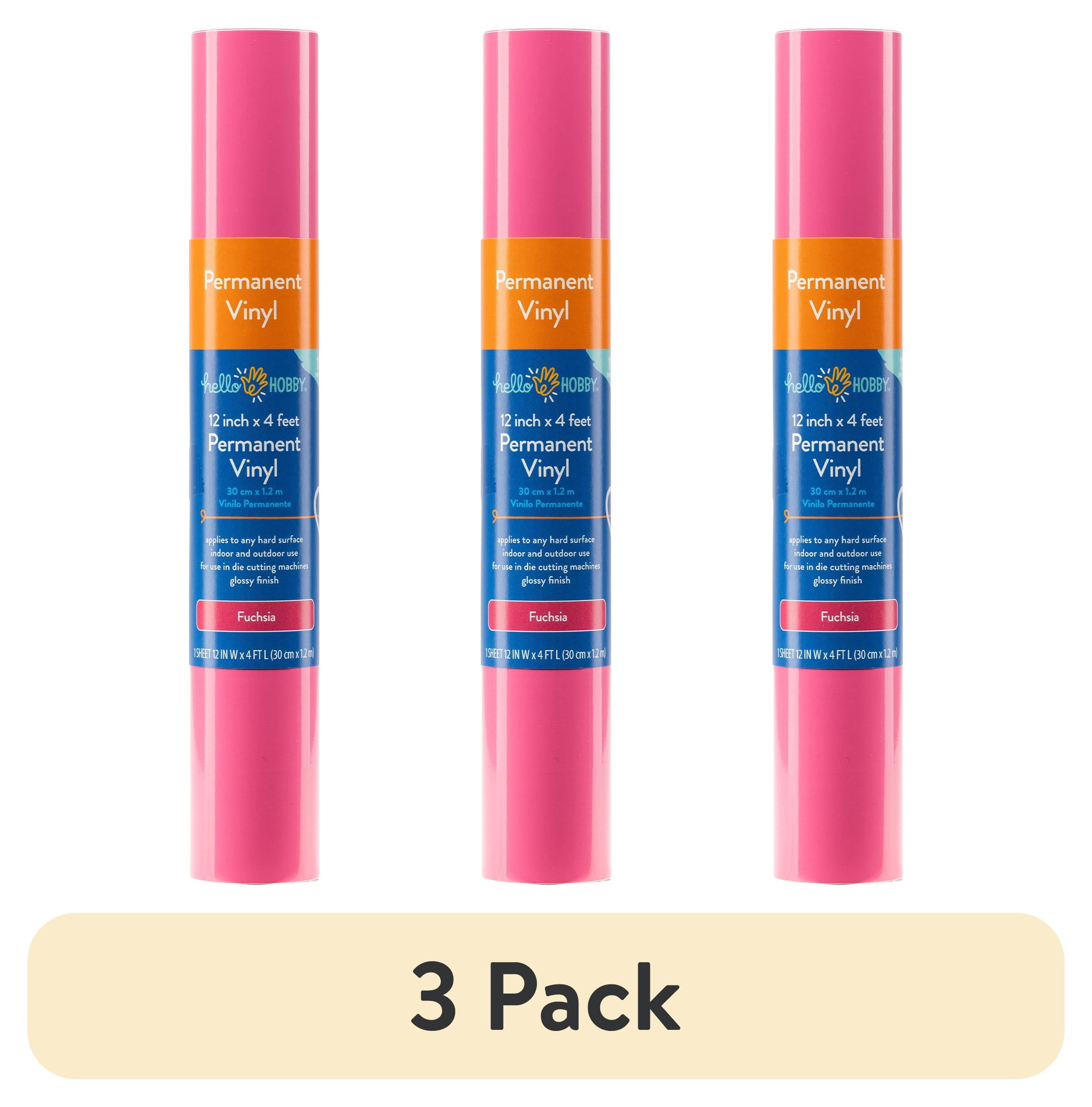 (3 pack) Hello Hobby 12" x 4' Fuchsia Permanent Craft Vinyl Roll