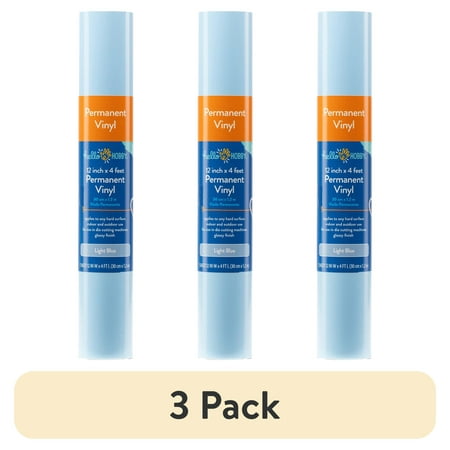 (3 pack) Hello Hobby 12" x 4' Light Blue Permanent Craft Vinyl Roll