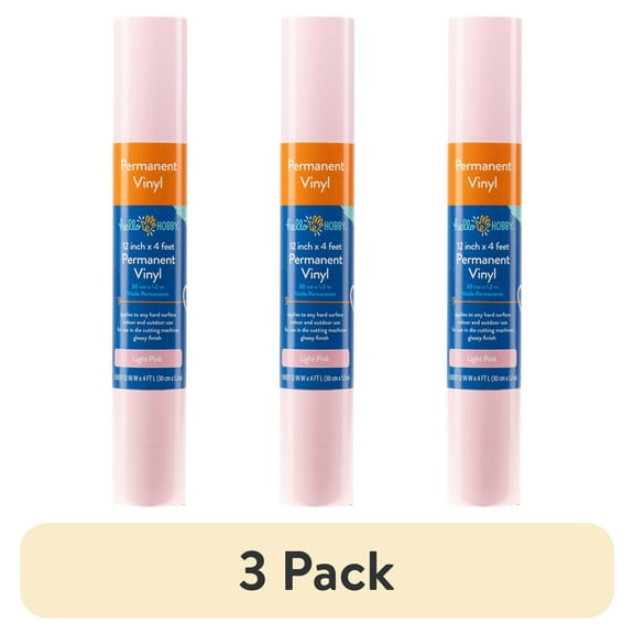 (3 pack) Hello Hobby 12" x 4' Light Pink Permanent Craft Vinyl Roll