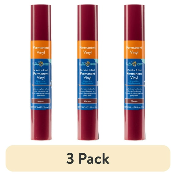 (3 pack) Hello Hobby 12" x 4' Maroon Permanent Craft Vinyl Roll