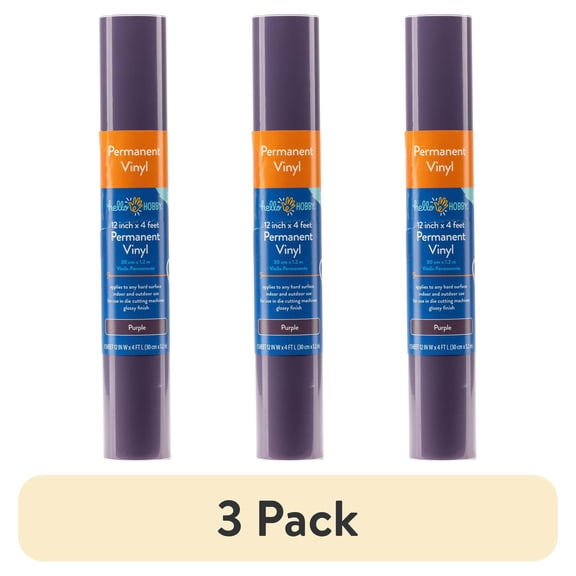 (3 pack) Hello Hobby 12" x 4' Purple Permanent Craft Vinyl Roll
