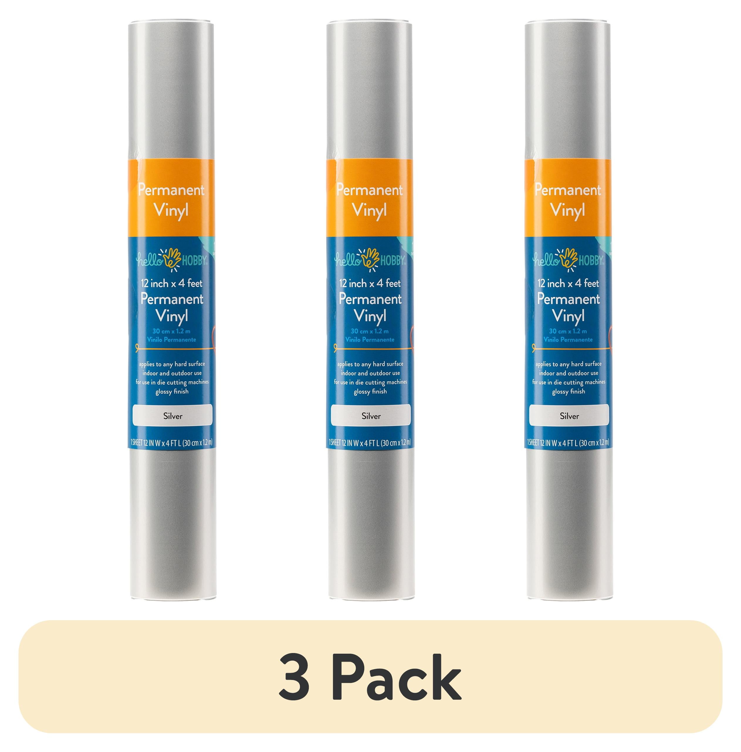 (3 pack) Hello Hobby 12" x 4' Silver Permanent Craft Vinyl Roll