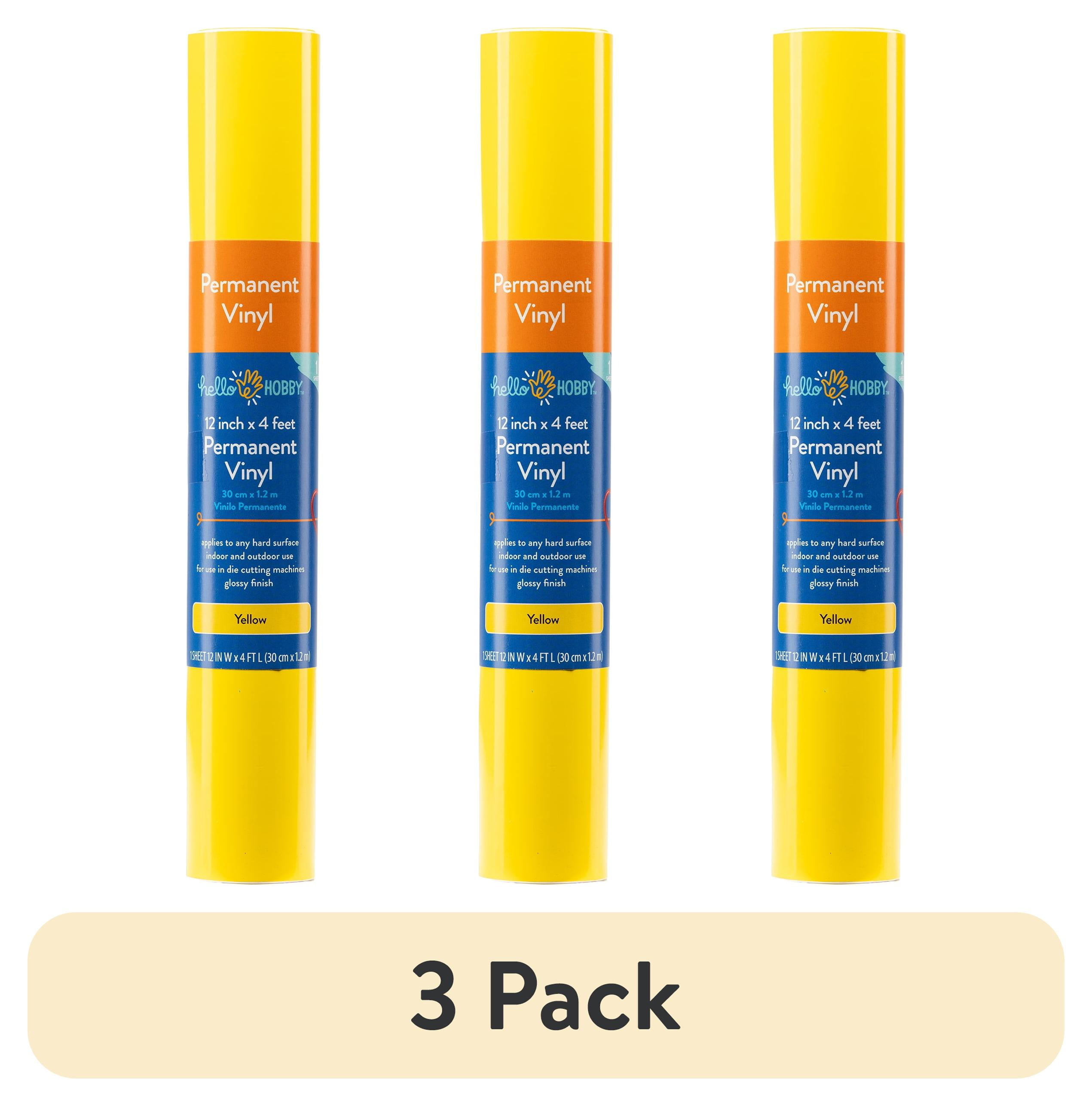 (3 pack) Hello Hobby 12" x 4' Yellow Permanent Craft Vinyl Roll