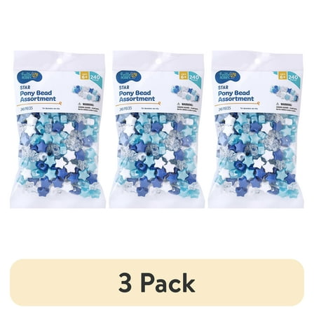 (3 pack) Hello Hobby Shaped Bead Mix, Stars, 240 Pieces, Beads for Jewelry Making and DIY Crafts