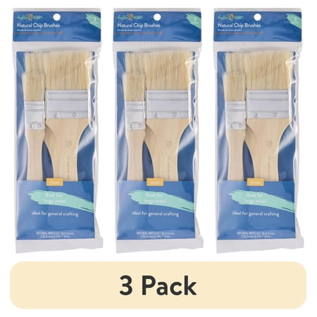 (3 pack) Hello Hobby 3 Piece Natural Chip Brush Set