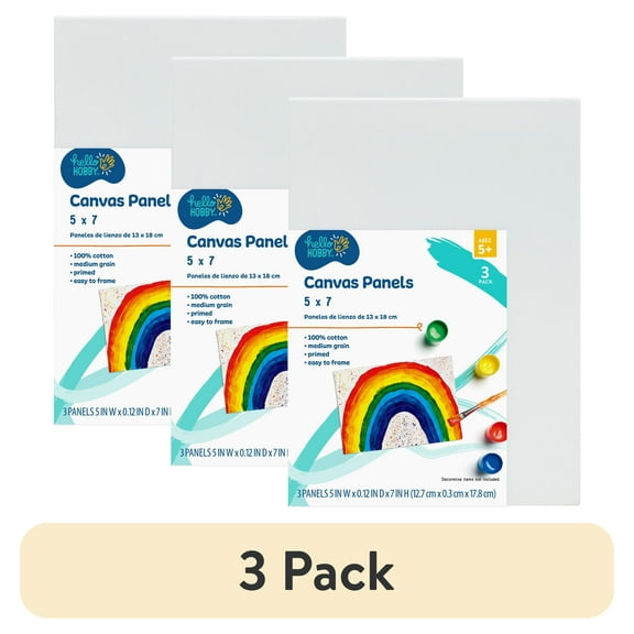 (3 pack) Hello Hobby 5" x 7" Panel Canvas, 3 Count