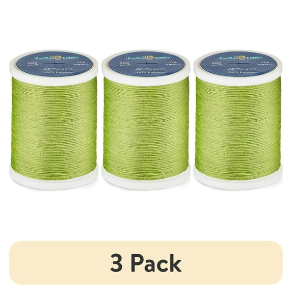 (3 pack) Hello Hobby Amazon Green 100% Polyester All Purpose Thread, 300 Yards