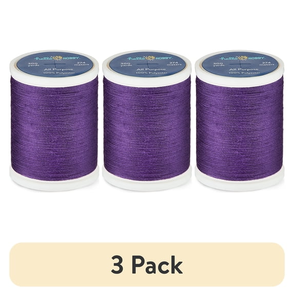 (3 pack) Hello Hobby Amethyst Purple 100% Polyester All Purpose Thread, 300 Yards