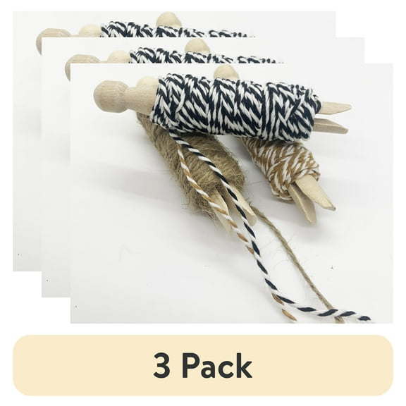 (3 pack) Hello Hobby Baker Twine Material, Jute, Neutral, & Black, Features 3 Pack