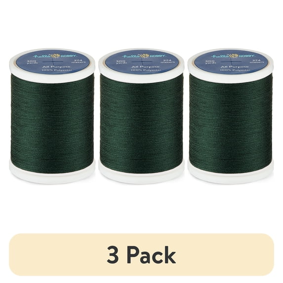 (3 pack) Hello Hobby Bluish Green 100% Polyester All Purpose Thread, 300 Yards