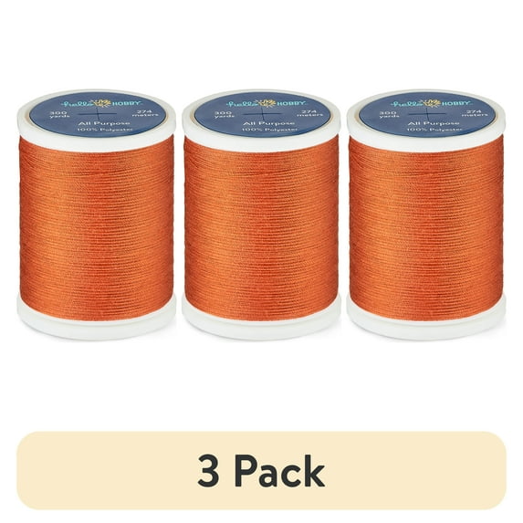 (3 pack) Hello Hobby Cedar Brown 100% Polyester All Purpose Thread, 300 Yards