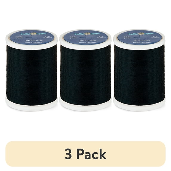 (3 pack) Hello Hobby Dark Bottle Green 100% Polyester All Purpose Thread, 300 Yards