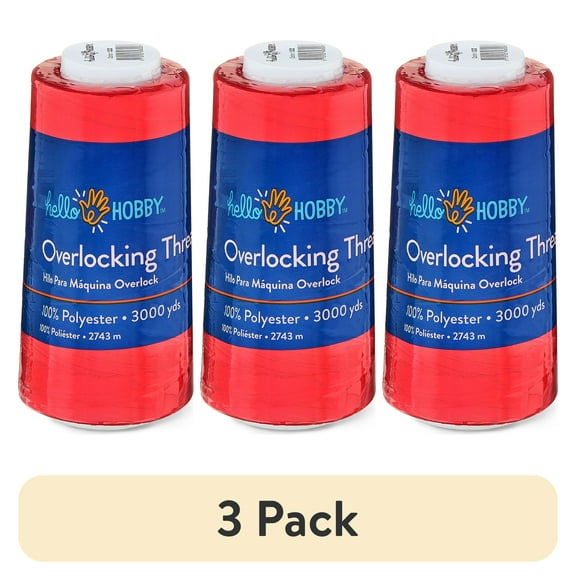 (3 pack) Hello Hobby Dragon Blood Red 100% Polyester Overlocking Thread, 3000 Yards
