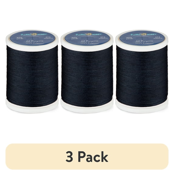 (3 pack) Hello Hobby Gray Earth 100% Polyester All Purpose Thread, 300 Yards