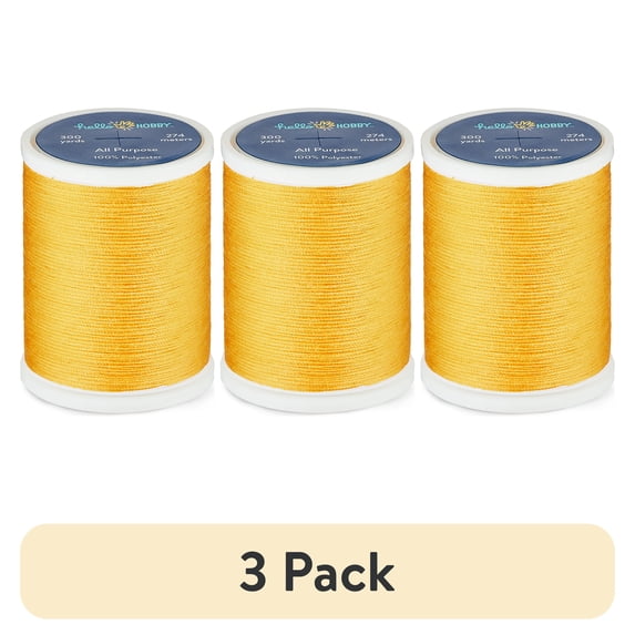 (3 pack) Hello Hobby Honey Gold Yellow 110 All Purpose Thread, 300 Yards