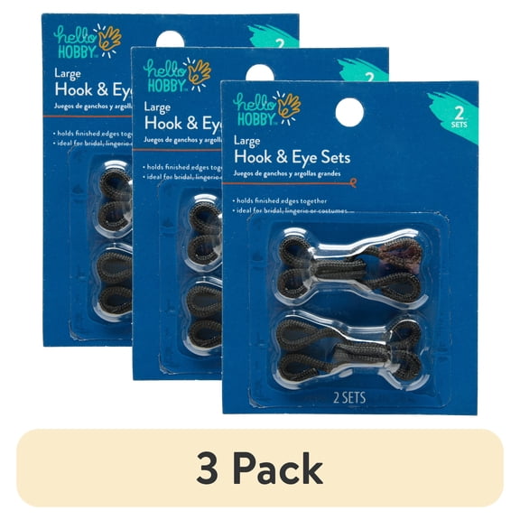 (3 pack) Hello Hobby Hook+eye Lrg Blk
