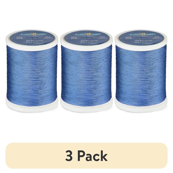 (3 pack) Hello Hobby Hyacinth Purple 100% Polyester All Purpose Thread, 300 Yards