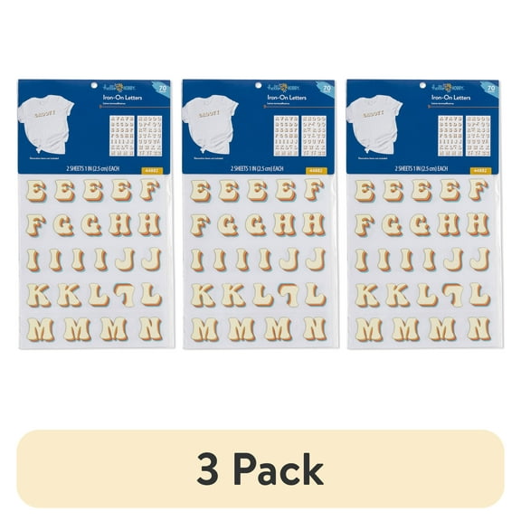 (3 pack) Hello Hobby Iron-on Alphabet Sewing Patches & Appliques, Groovy