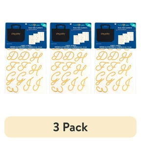 (3 pack) Hello Hobby Iron-on Gold Foil Script Letters, 47 Pieces