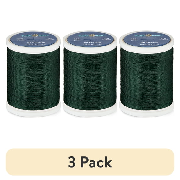 (3 pack) Hello Hobby Ivy Green 100% Polyester All Purpose Thread, 300 Yards