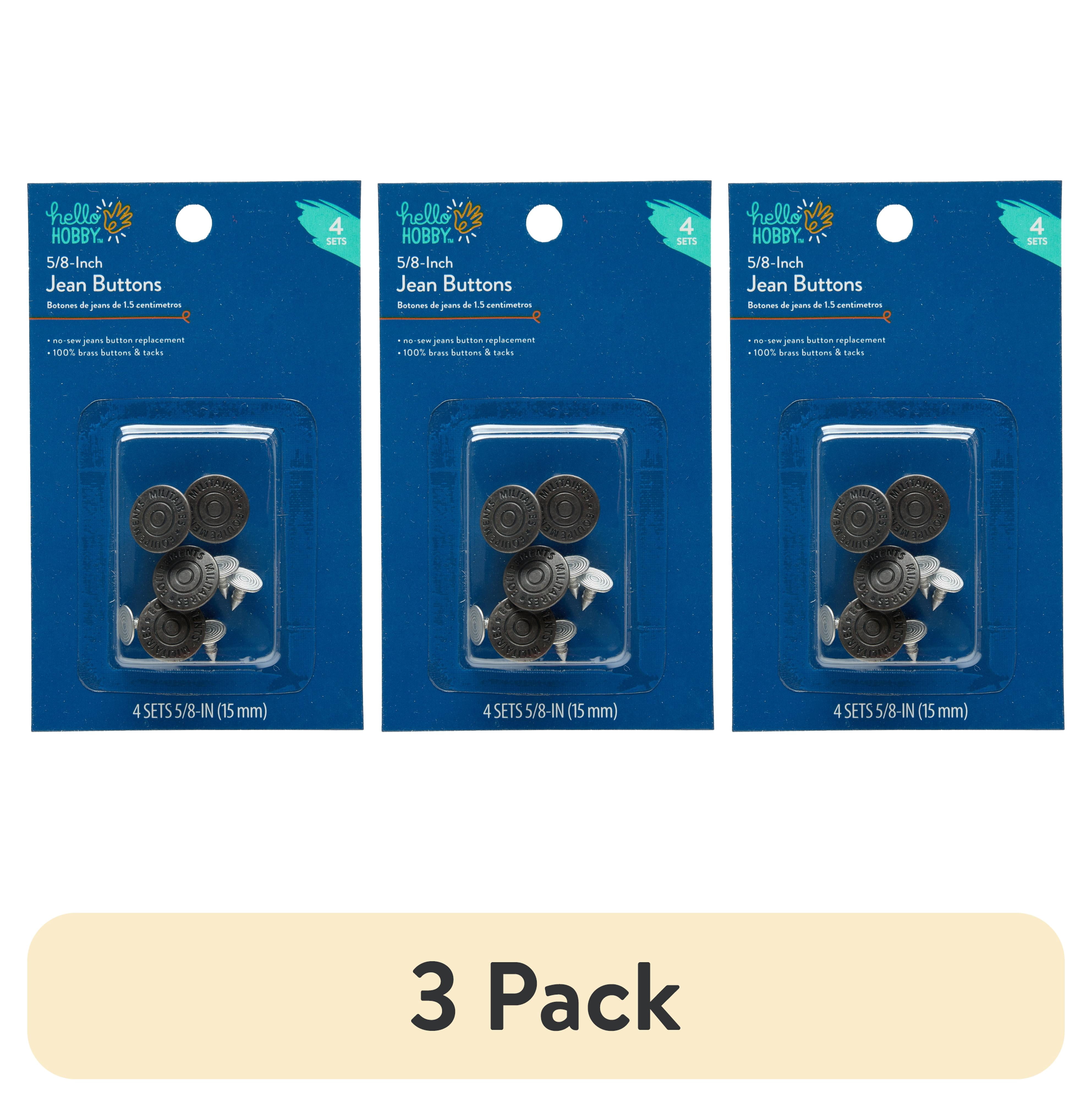 (3 pack) Hello Hobby 5/8-Inch Jean Buttons Pack of 10 with Durable Brass Finish