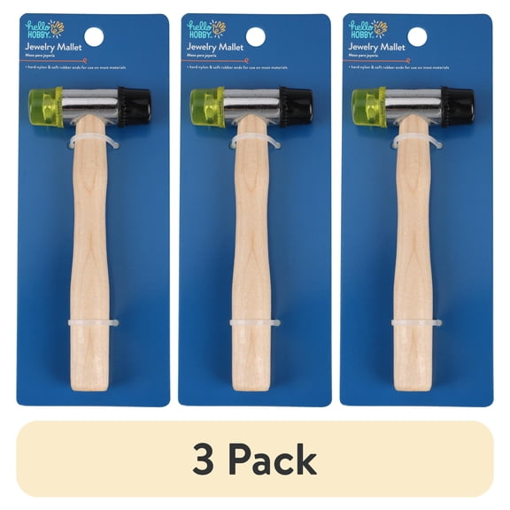 (3 pack) Hello Hobby Jewelry Rubber & Steel Mallet with Wooden Handle