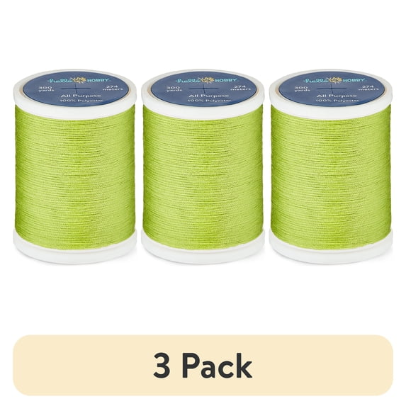 (3 pack) Hello Hobby Kiwi 100% Polyester All Purpose Thread, 300 Yards