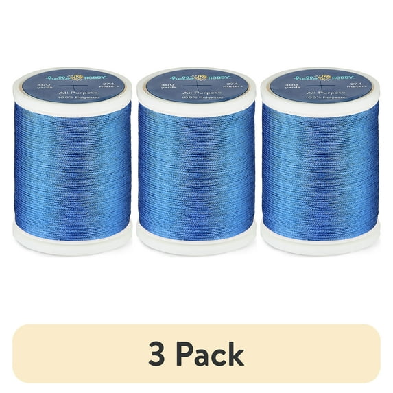 (3 pack) Hello Hobby Light Marine 100% Polyester All Purpose Thread, 300 Yards