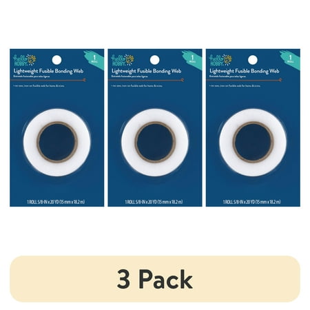 (3 pack) Hello Hobby Lightweight Iron-on Fusible Bonding Web, White, 20 Yards