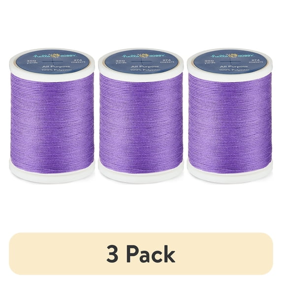 (3 pack) Hello Hobby Mauve Brown 100% Polyester All Purpose Thread, 300 Yards