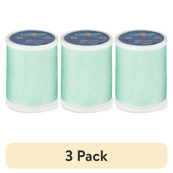 (3 pack) Hello Hobby Menthol Green 100% Polyester All Purpose Thread, 300 Yards