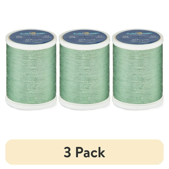 (3 pack) Hello Hobby Mint Leaf 100% Polyester All Purpose Thread, 300 Yards