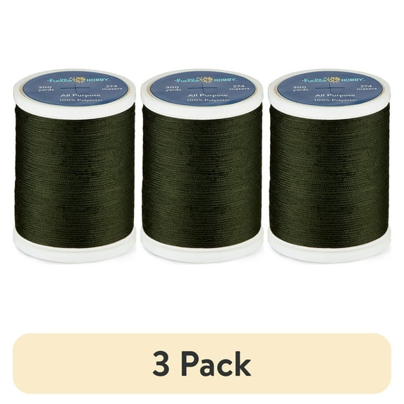 (3 pack) Hello Hobby Moss 100% Polyester All Purpose Thread, 300 Yards