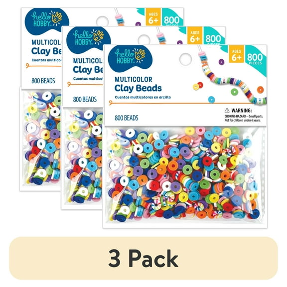 (3 pack) Hello Hobby Multicolor Clay Beads, 800 Pieces
