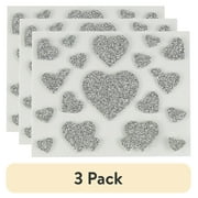 (3 pack) Hello Hobby Glitter Foam Heart Stickers, Multicolor, 54 Count