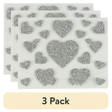 (3 pack) Hello Hobby Glitter Foam Heart Stickers, Multicolor, 54 Count