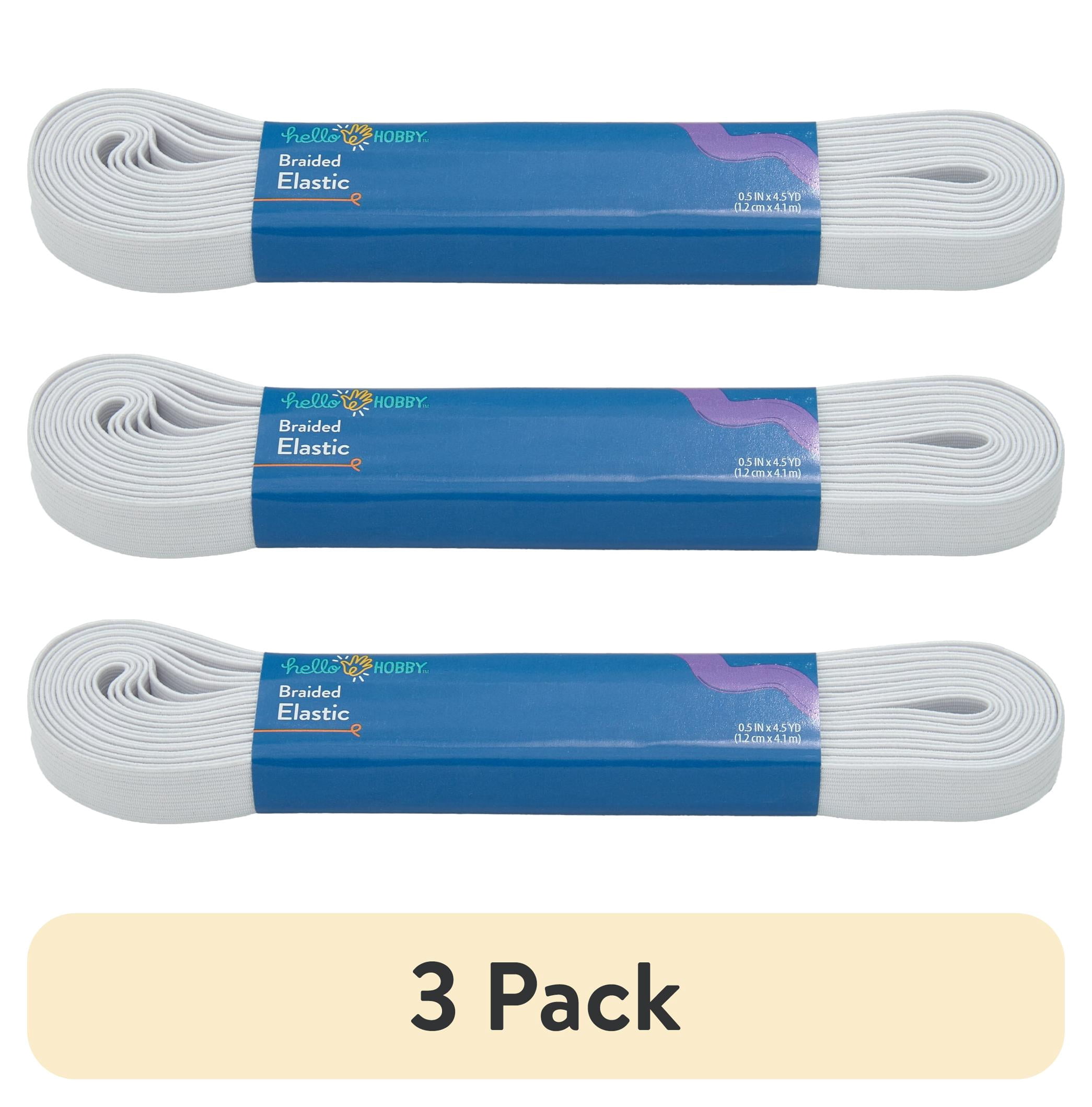 (3 pack) Hello Hobby 1/2-Inch White Sewing & Craft Braid Elastic 4.5-Yard