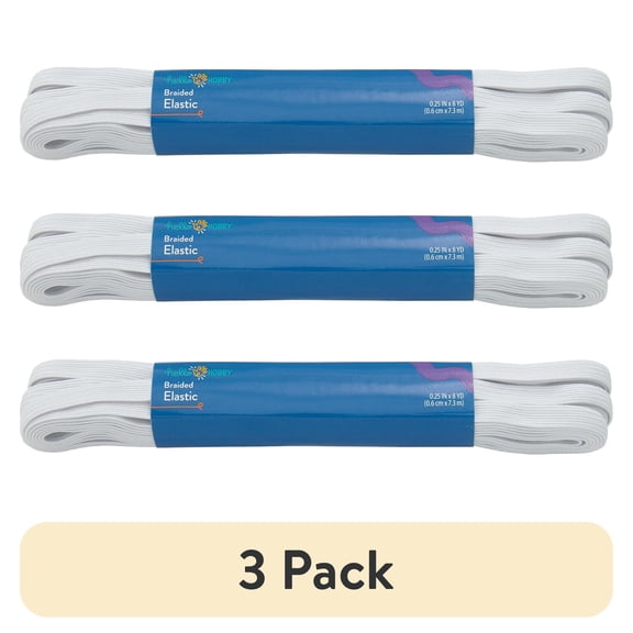 (3 pack) Hello Hobby 1/4 Inch White Sewing & Craft Elastic, 8-Yard