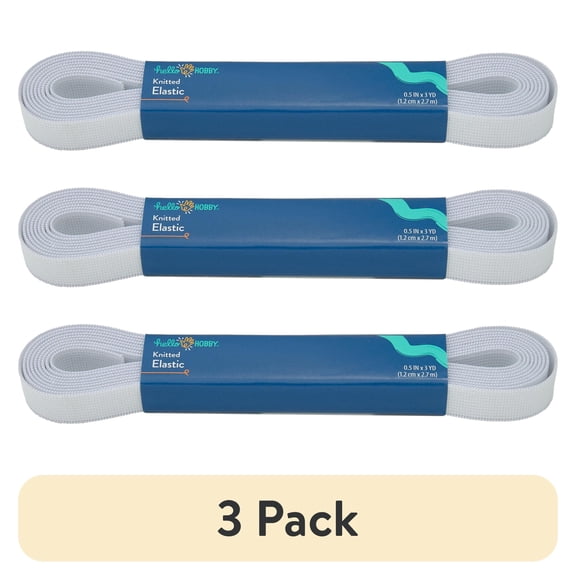 (3 pack) Hello Hobby White Sewing & Craft Elastic 1/2 Inch x 3 Yard for Knitting & Crocheting