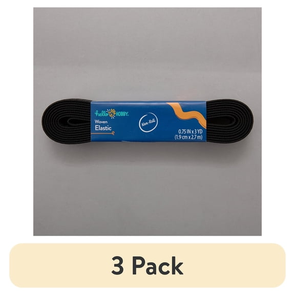 (3 pack) Hello Hobby Elastic Band Black 3/4 Inch x 3 Yards