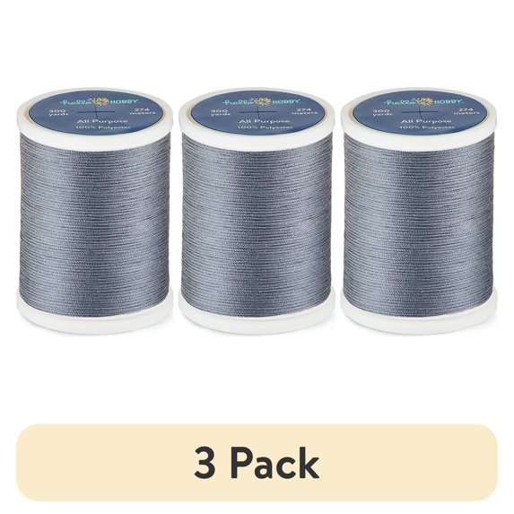 (3 pack) Hello Hobby Rock Gray 100% Polyester All Purpose Thread, 300 Yards
