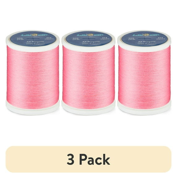 (3 pack) Hello Hobby Rose 100% Polyester All Purpose Thread, 300 Yards