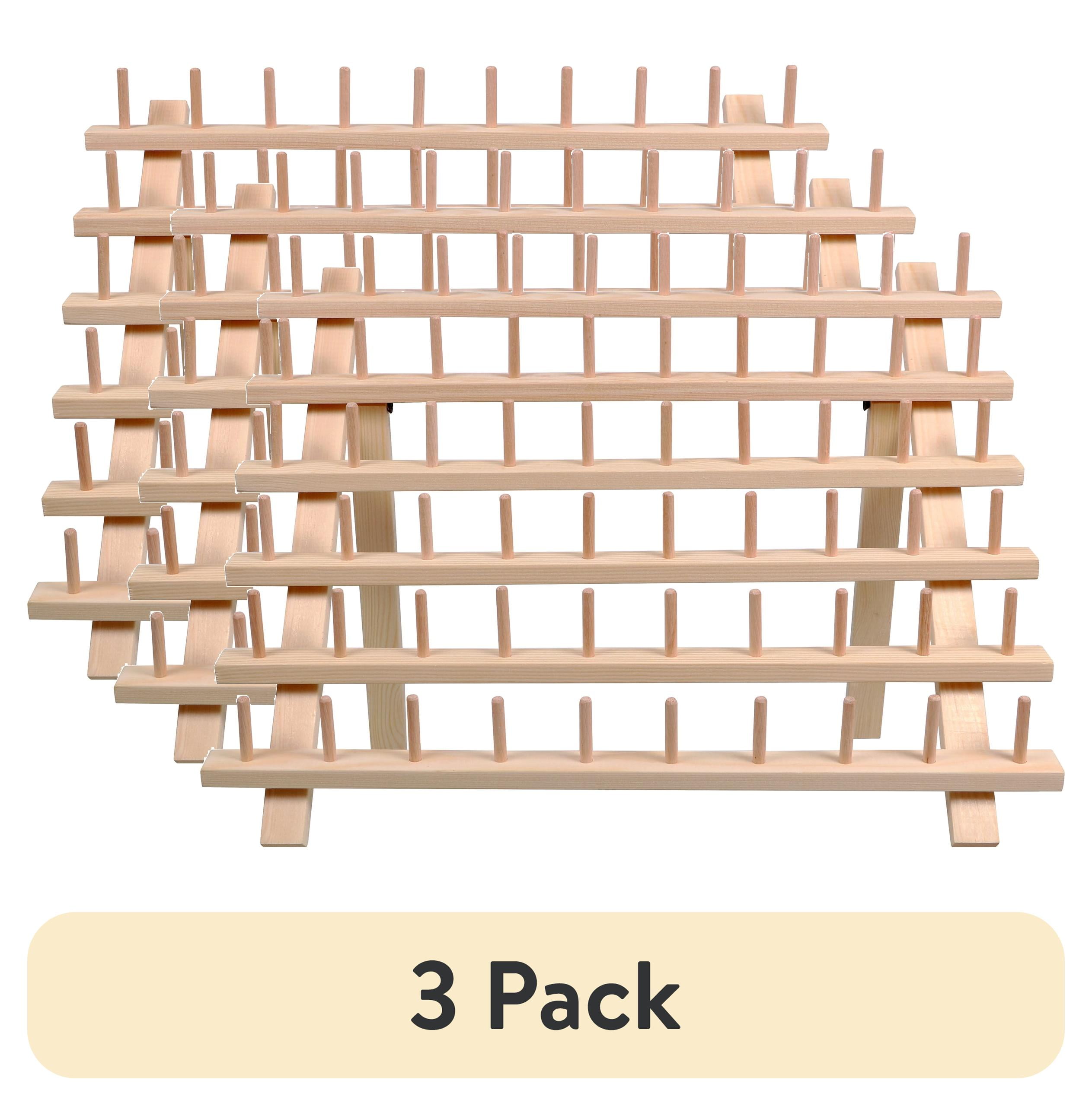 2-Pack Wood Thread Racks - Holds 66 Spools Total, Freestanding Or Wall Mount Storage